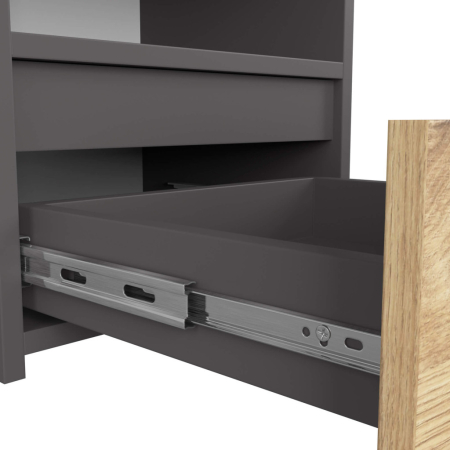 Noptiera cu 1 sertar, PAL laminat 16mm, 40x35x40 cm, gri si stejar artisan [2]