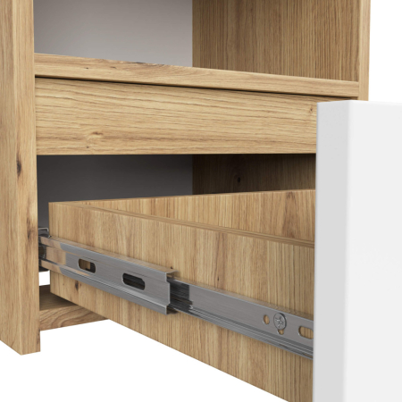 Noptiera cu 1 sertar, PAL laminat 16mm, 40x35x40 cm, stejar artisan si alb [3]