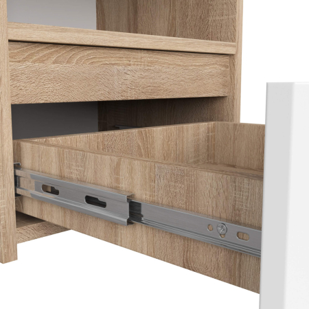 Noptiera cu 1 sertar, PAL laminat 16mm, 40x35x40 cm, stejar sonoma si alb [5]