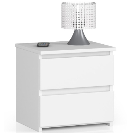 Mobila - Noptiera cu 2 sertare, din PAL laminat, 40x35x40 cm, alb mat