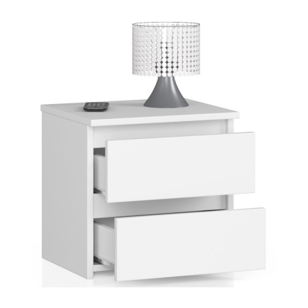 Noptiera cu 2 sertare, din PAL laminat, 40x35x40 cm, alb mat [1]