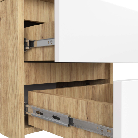 Noptiera cu 2 sertare, din PAL laminat, 40x35x40 cm, stejar artisan si alb [4]