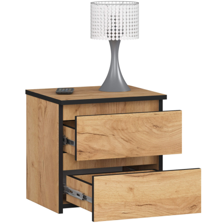 Noptiera cu 2 sertare, din PAL laminat, 40x35x40 cm, stejar craft [4]