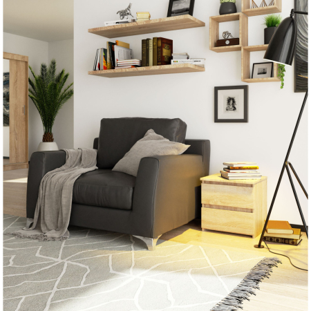 Noptiera cu 2 sertare, din PAL laminat, 40x35x40 cm, stejar sonoma [3]
