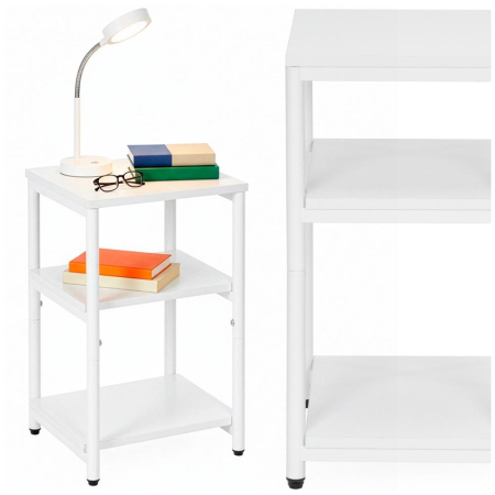 Noptiera cu 3 rafturi din PAL si cadru metalic, 35x31x59 cm, alb [1]