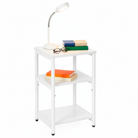 Noptiera cu 3 rafturi din PAL si cadru metalic, 35x31x59 cm, alb [11]