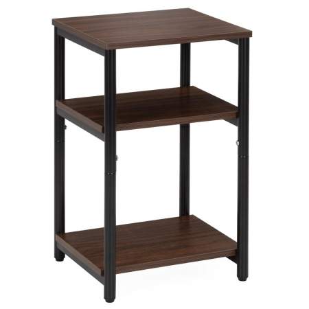 Noptiere - Noptiera cu 3 rafturi din PAL si cadru metalic, 35x31x59 cm, maro inchis