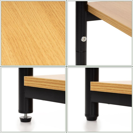 Noptiera cu 3 rafturi din PAL si cadru metalic, 35x31x59 cm, maro natur [14]