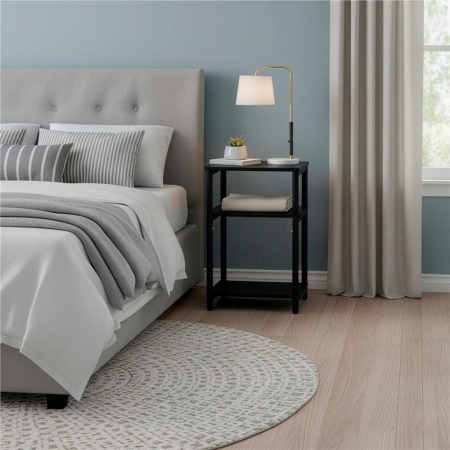 Noptiera cu 3 rafturi din PAL si cadru metalic, 35x31x59 cm, negru [9]