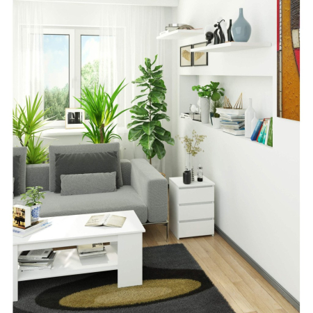 Noptiera cu 3 sertare, PAL laminat 16 mm, 40x35x57 cm, alb [3]