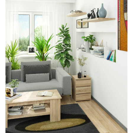 Noptiera cu 3 sertare, PAL laminat 16 mm, 40x35x57 cm, stejar sonoma [3]