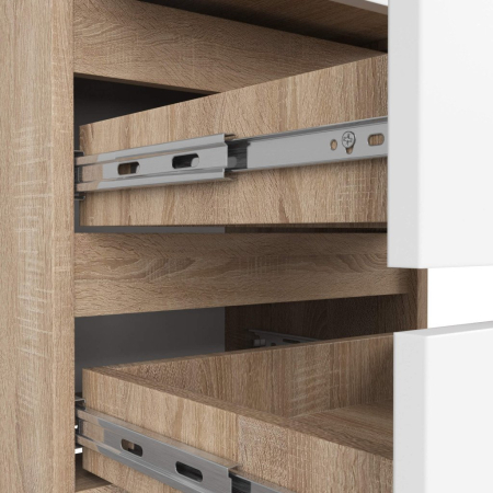 Noptiera cu 3 sertare, PAL laminat 16 mm, 40x35x57 cm, stejar sonoma si alb [5]