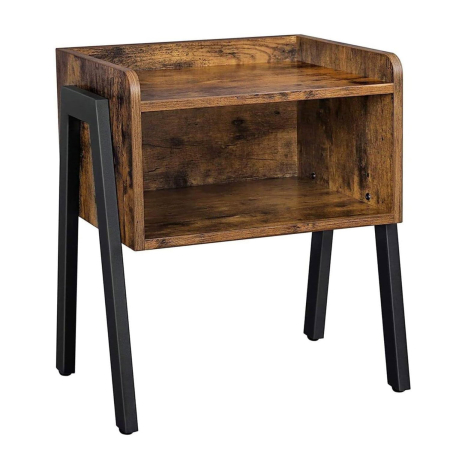 Mobila dormitor - Noptiera cu compartiment de depozitare frontal deschis, MDF, 42x35x52cm, maro rustic