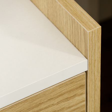  Noptiera Moderna cu Prize & USB - Lemn Natur, Sertar 40×40×60 cm [7]