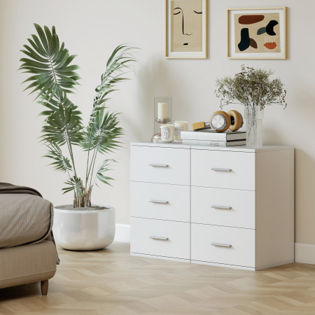  Noptiera pentru Dormitor cu 3 Sertare, Stil Modern din Lemn, Masuta pentru Canapea, Sufragerie, Living si Dormitor, 40x35x60 cm, Alb [7]