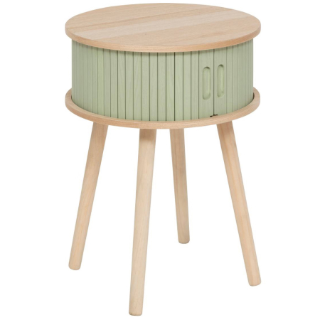 Noptiere - Noptiera rotunda Nysos cu 2 usi glisante si raft interior, 40x54 cm, verde