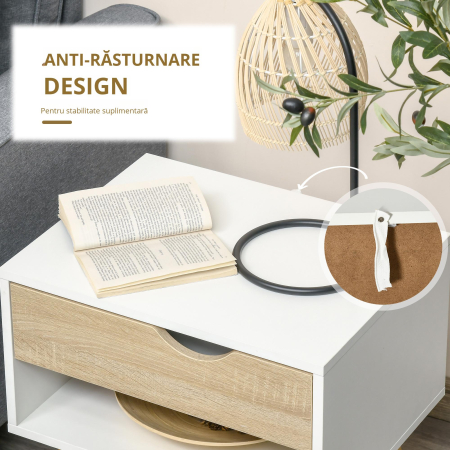  Noptiere Moderne cu Sertar si Raft, Design Modern si Functional, Ideal pentru Camera de Dormit, Albastru [3]