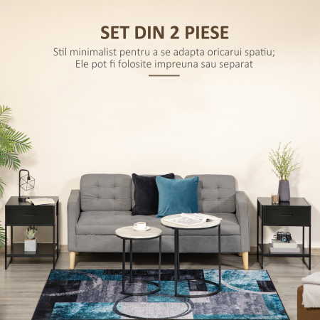  Noptiere Moderne (set 2 buc) cu sertar si raft [3]