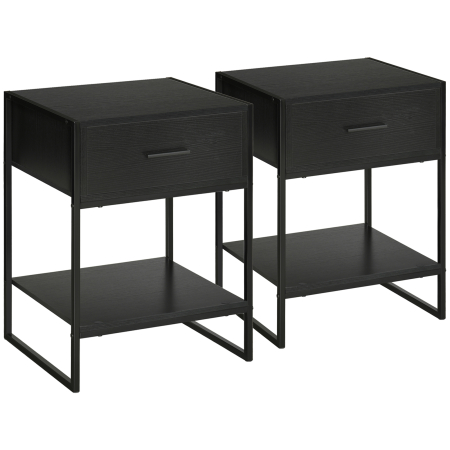 Dormitor & birou -  Noptiere Moderne (set 2 buc) cu sertar si raft
