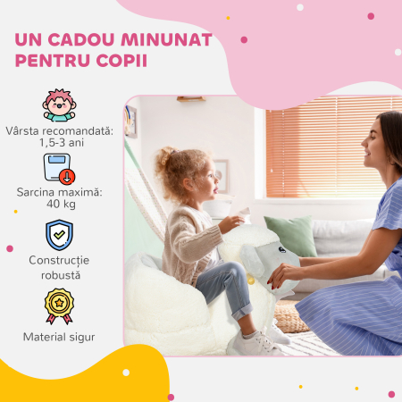  Oaia balansoar pentru copii 18-36 luni, cu sunete si material moale, gri [7]