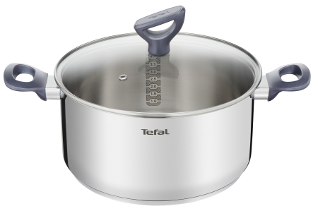 Vase & ustensile pentru gatit - Oala Daily Cook G7124645, capacitate 5 L, gradatii, capac sticla, 24 cm, inox, argintiu