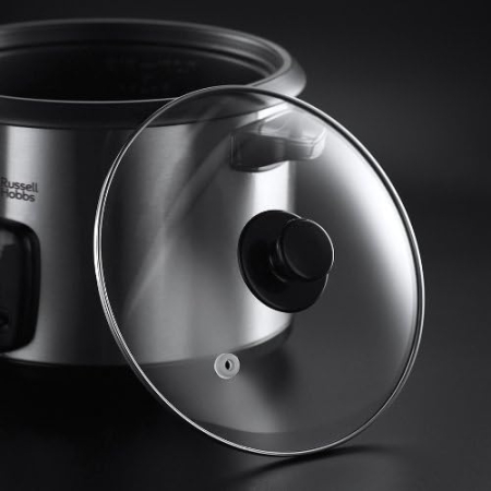 Oala de gatit orez Russell Hobbs 19750-56 Cook@Home, 1.8L (10 portii), functie mentinere cald, vas non-adeziv, Inox/Negru [2]