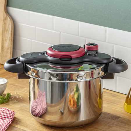 Oala sub presiune Tefal ClipsoMinut'® Easy P4624966, compatibil cu inductia, inox, indicator de presiune, 5 puncte de securitate, argintiu [3]