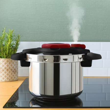 Oala sub presiune Tefal ClipsoMinut'® Easy P4624966, compatibil cu inductia, inox, indicator de presiune, 5 puncte de securitate, argintiu [9]