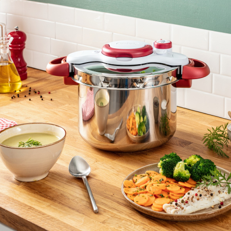Oala sub presiune Tefal ClipsoMinut Perfect P4620733, 6 L, compatibil cu inductia, inox, indicator de presiune, 5 puncte de securitate, argintiu [2]