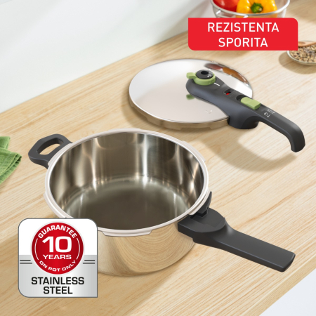 Oala sub presiune Tefal Secure Trendy P2580402, 4 L, sistem siguranta in 5 puncte, 2 programe de gatire, compatibil cu inductia, argintiu [6]