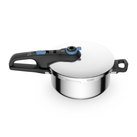 Oala sub presiune Tefal Secure Trendy P2580402, 4 L, sistem siguranta in 5 puncte, 2 programe de gatire, compatibil cu inductia, argintiu [1]