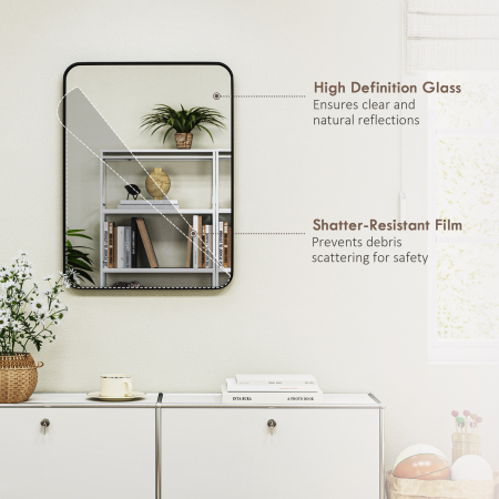  Oglinda baie cu rama metalica si carlig, 60x2,5x80 cm, negru [5]