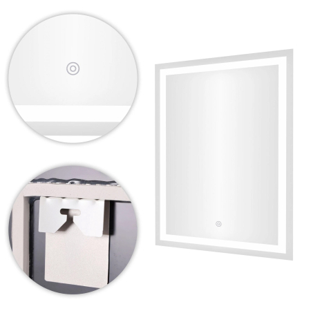 Oglinda baie LED dreptunghiulara cu functie anti-aburire, iluminare reglabila cu control tactil, 50x70 cm [7]