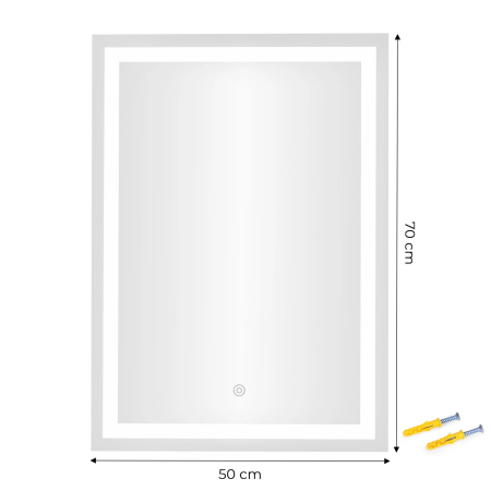 Oglinda baie LED dreptunghiulara cu functie anti-aburire, iluminare reglabila cu control tactil, 50x70 cm [9]