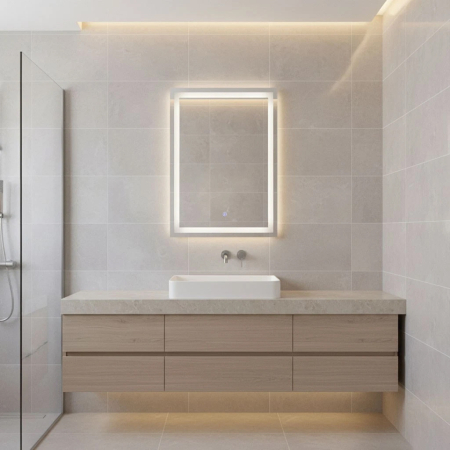 Oglinda baie LED dreptunghiulara cu functie anti-aburire, iluminare reglabila cu control tactil, 50x70 cm [4]