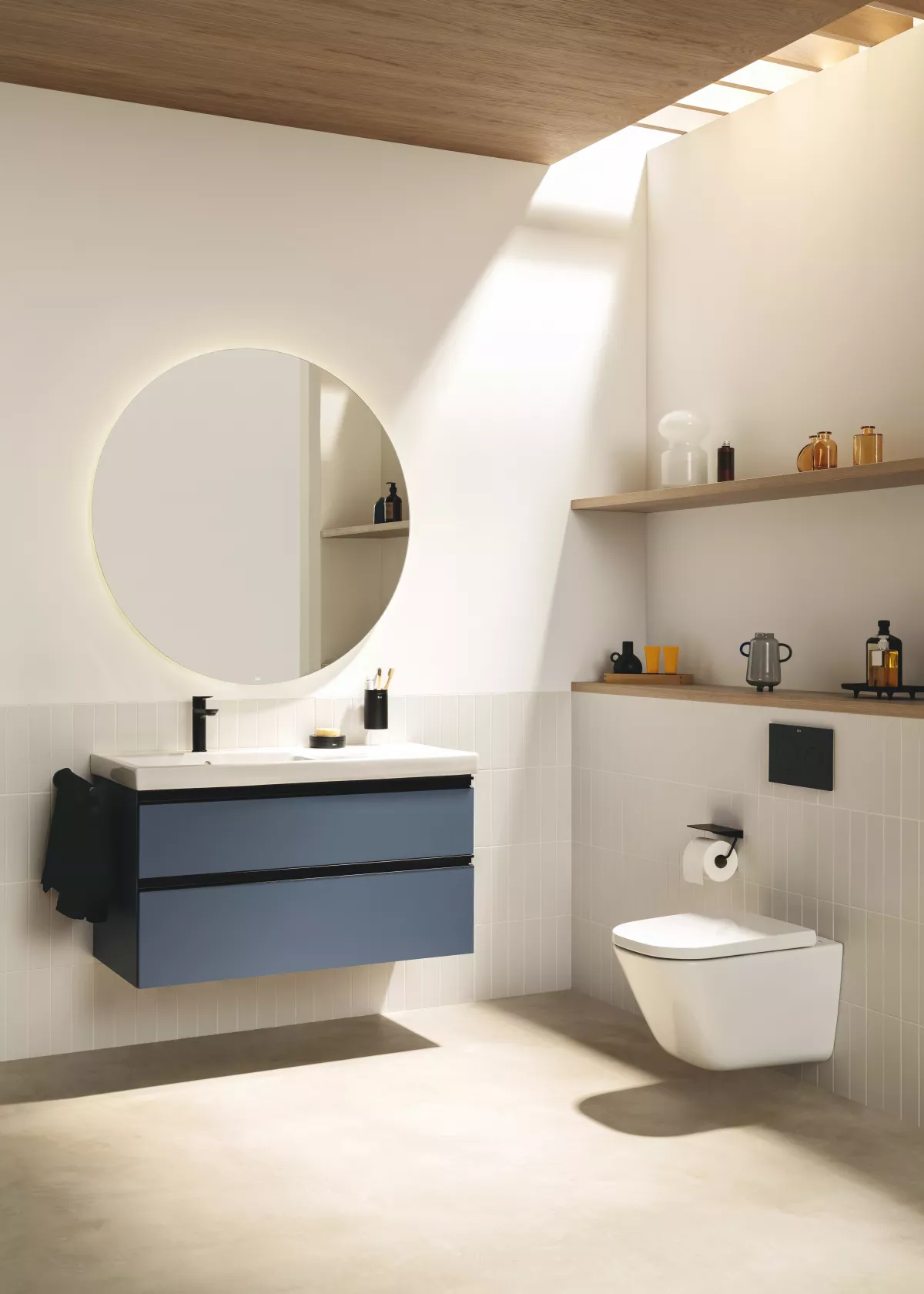 Mobilier pentru baie - Oglinda baie Roca Luna, suspendata, 80 cm, iluminare, A812401000