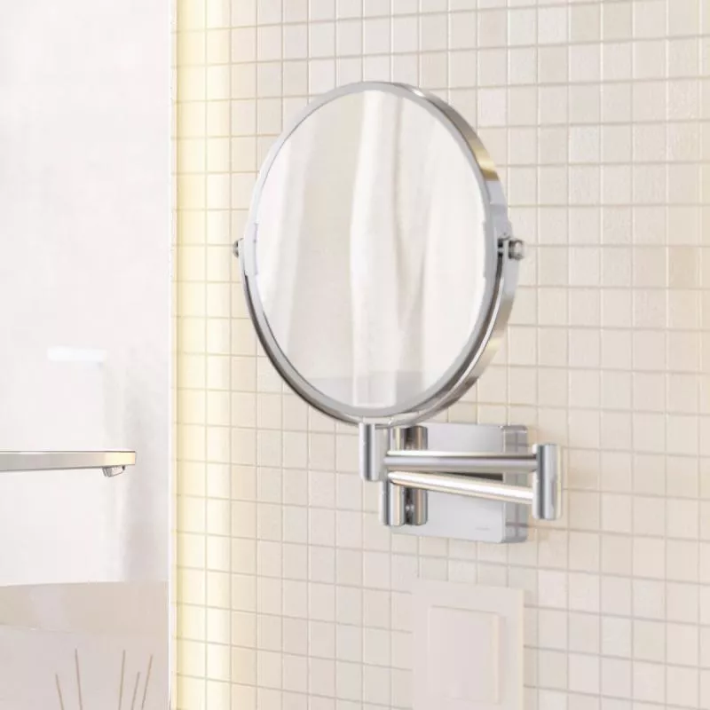 Oglinda cosmetica Hansgrohe AddStoris 41791000, 188 mm, 3X, rotativa, montare pe perete, metal, crom [3]