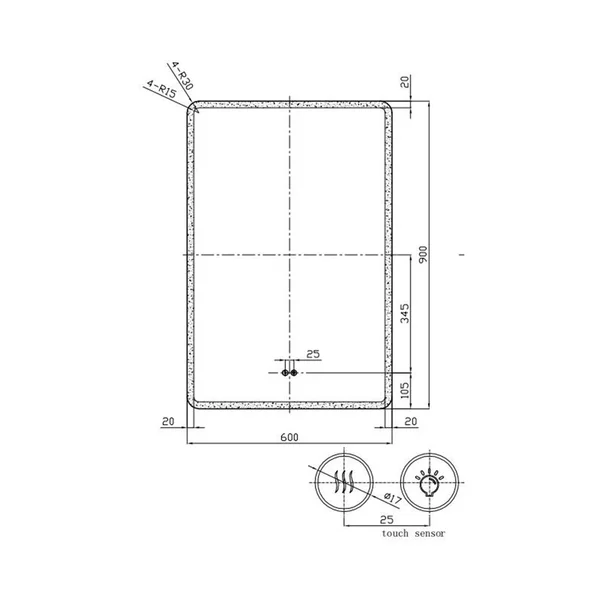 Oglinda cu iluminare si dezaburire Fluminia Morris Superlight 60 cm [1]