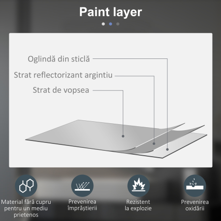  Oglinda de Baie Rotunda cu Lumina LED in 3 Culori si intrerupatoare Touch, Ø70x3.5 cm, Transparent [7]