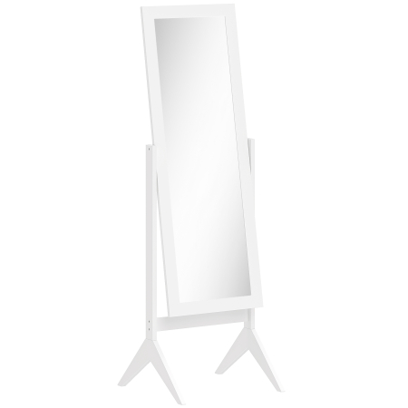 Dormitor & birou -  Oglinda de dimensiuni mari cu 4 picioare si unghi reglabil, din lemn si sticla, 47x46x148 cm, Alb