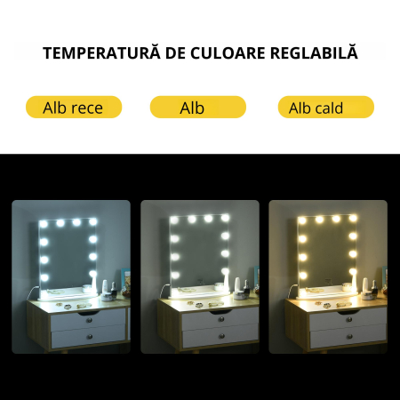  Oglinda de Machiaj cu LED & Reglaj Tactil de Lumina [3]