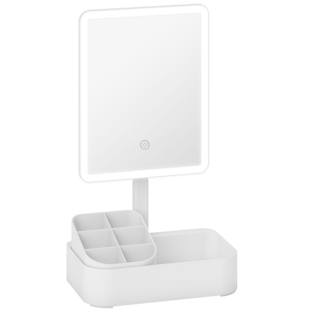 Dormitor & birou -  Oglinda de Machiaj cu Lumina, Reincarcabila cu Ecran Touch, 2 Moduri de Iluminare si Rotire 180°, Alb