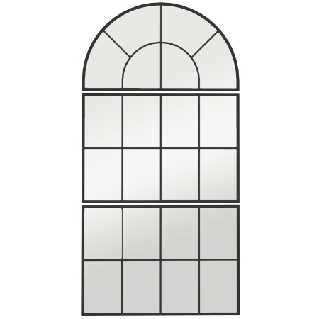 Dormitor & birou -  Oglinda de Perete Arcuita in Forma de Fereastra pentru Hol si Sufragerie cu 3 Agatatori, 76x43 cm, Negru