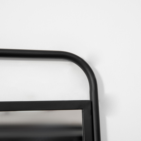  Oglinda de perete cu raft inferior si cadru metalic, oglinda pentru baie si dormitor, 36,2x12x71,7cm, negru [8]