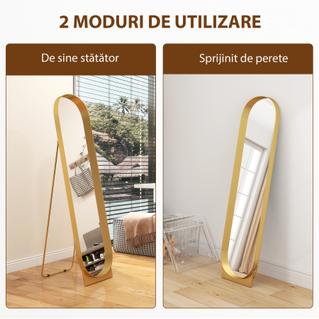  Oglinda de Podea Autoportanta din Metal 40x150 cm Auriu [4]