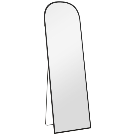 Dormitor & birou -  Oglinda de podea si perete moderna din aliaj de aluminiu cu suport pliabil, 50x161,5cm, negru