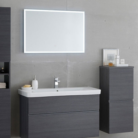 Mobilier pentru baie - Oglinda dreptunghiulara, Kolpasan, Drava, cu iluminare LED, 100 x 70 cm