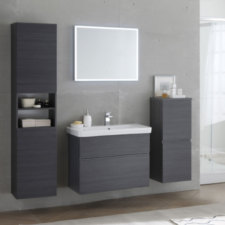 Mobilier pentru baie - Oglinda dreptunghiulara, Kolpasan, Drava, cu iluminare LED, 80 x 70 cm