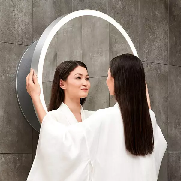 Mobilier pentru baie - Oglinda extensibila cu iluminare LED Miior Moon 60 cm rama aluminiu mat