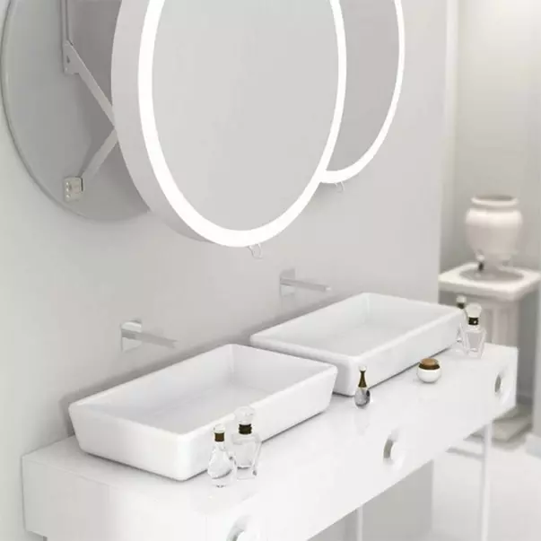 Oglinda extensibila cu iluminare LED Miior Moon 60 cm rama aluminiu mat [7]